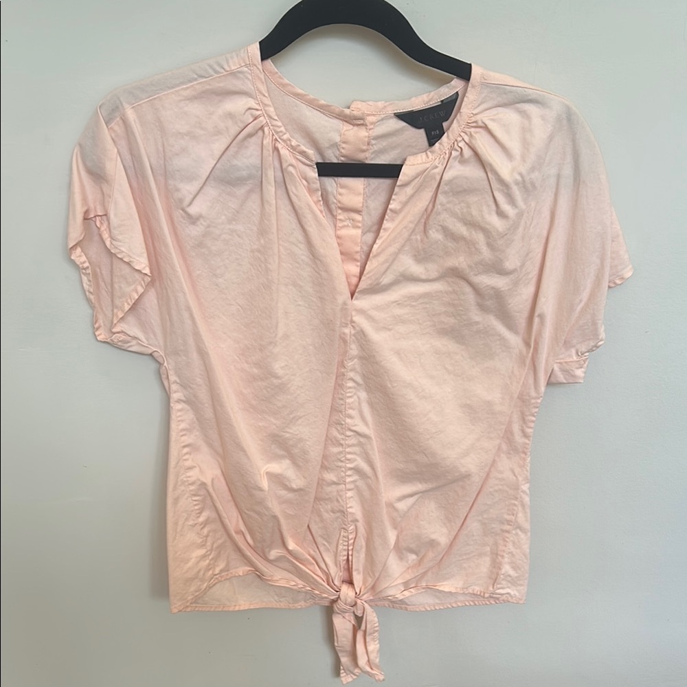 J. Crew Pink Tie-Front Blouse with Relaxed Sleeves
